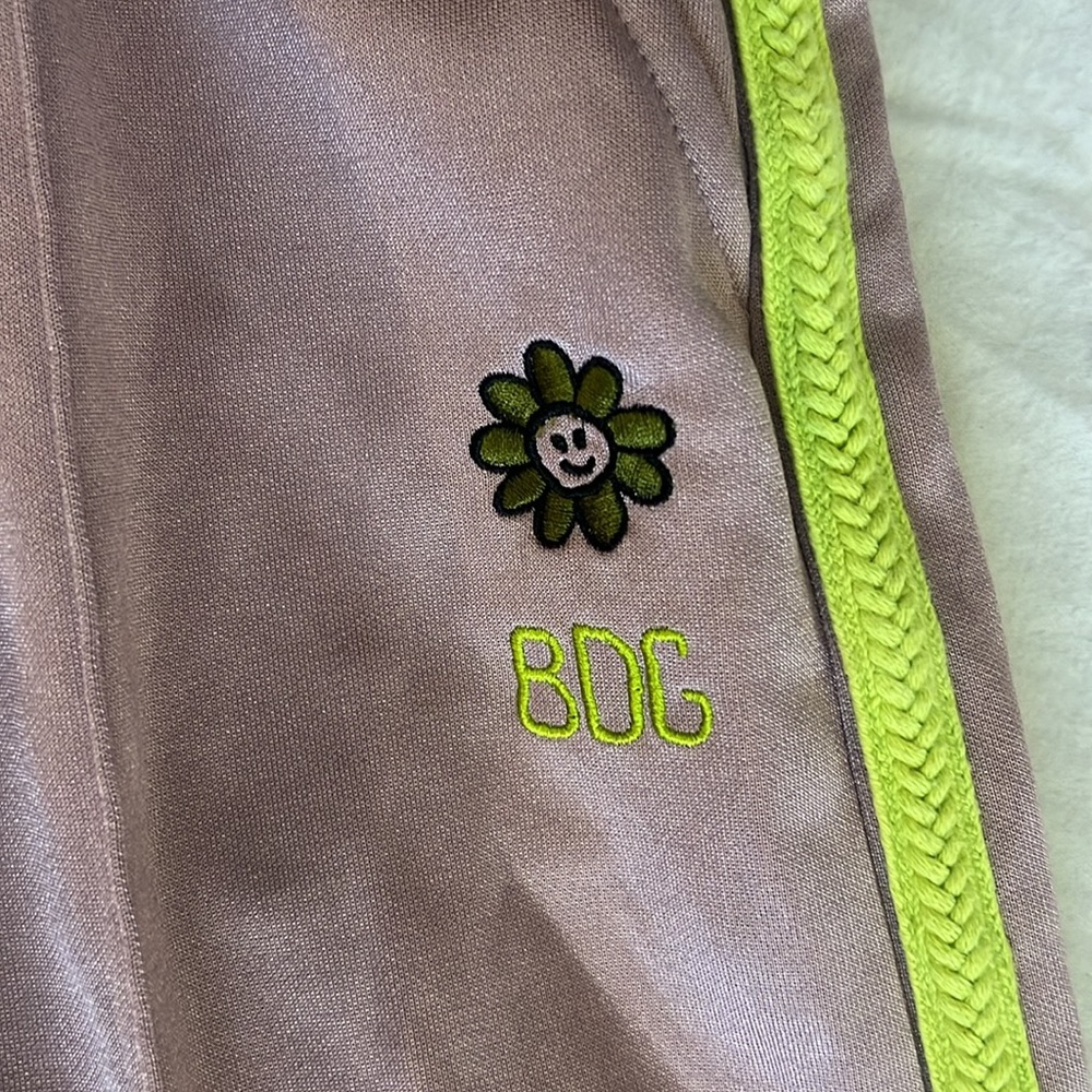 BDG Wide Leg Track Pants tan/lime green size XS - Picture 4 of 10